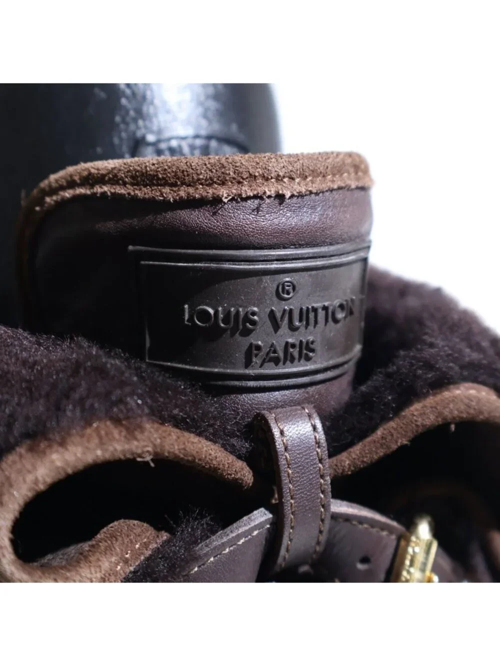 Louis Vuitton Monogram Polka Shearling Paneled Long Boots Flat Shoes